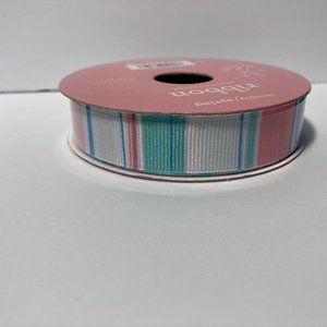 Peach Green Blue Ribbed Stripe Ribbon 4 Rolls